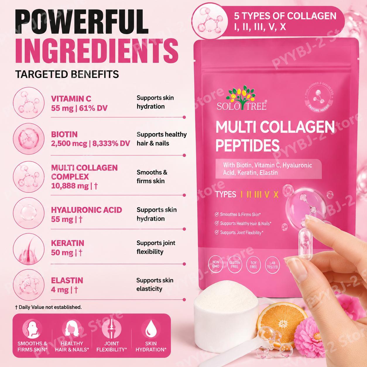 멀티 콜라겐 펩타이드 파우더 타입 I II III V  - Vitamin C Powder 리뷰 및 가격